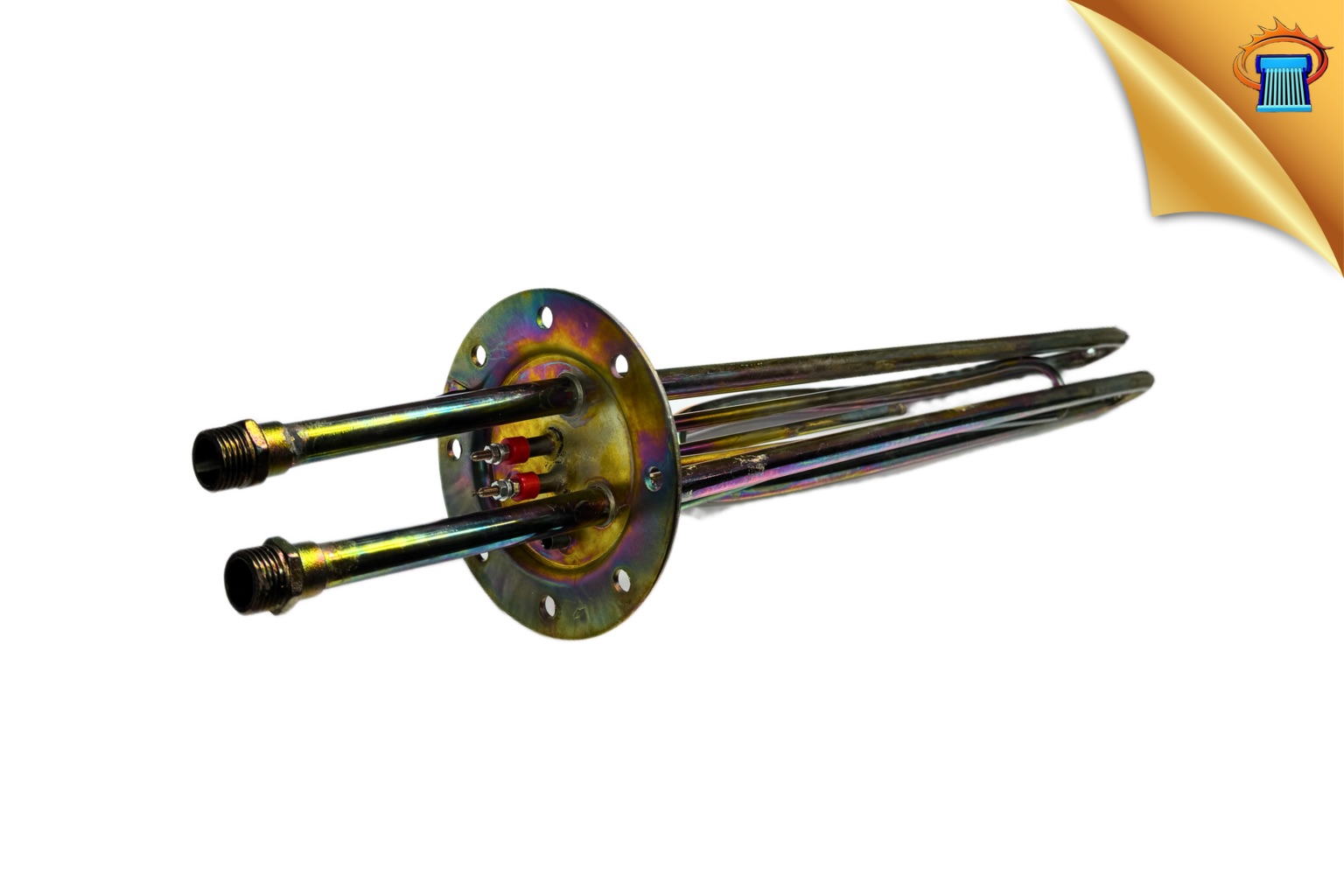 Αντίσταση Ηλιακού Θερμοσίφωνα (Boiler Τριπλής Ενέργειας) Φ140 &ndash; 8 Τρύπες με Εναλλάκτη, Σιδερένια Κοντή 4.000W